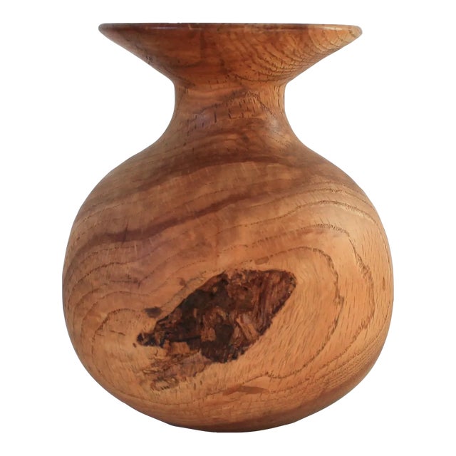 Vintage Hand Turned Wood Vase For Sale