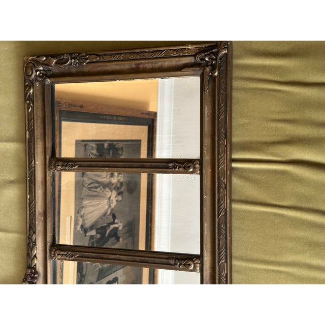 Gold 1920s Art Nouveau Five-Panel Mantel Mirror For Sale - Image 8 of 8