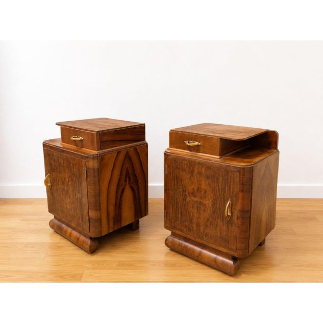 Vintage Art Deco Bedside Tables, 1930s, Set of 2, in Very Good conditions. Designed 1920 to 1949