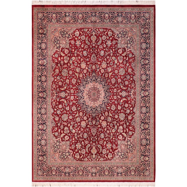 Art Nouveau 1990's Isphan Pak-Persian Red/Blue Wool Rug - 8'2'' X 10'4'' For Sale - Image 9 of 9