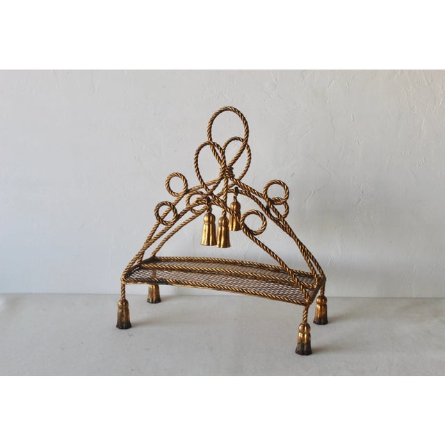 Mid 20th Century Italian Mid-Century Gilded Rope Tassels Magazine Book Rack For Sale - Image 11 of 11