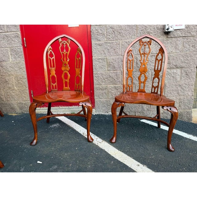 Gothic Vintage Gothic Strawberry Hill Windsor Steeple Back Dining Chairs For Sale - Image 3 of 11