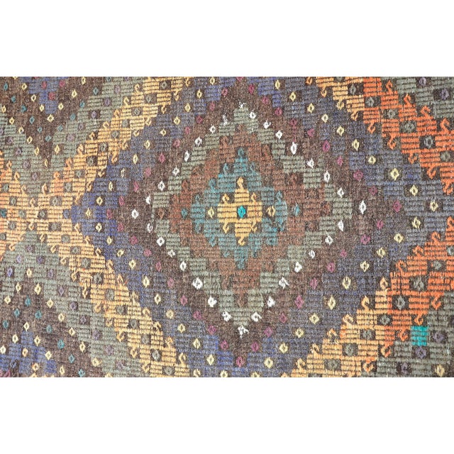 Orange 1960s Handmade Geometric Turkish Kilim Rug For Sale - Image 8 of 11