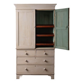 English Pine Linen Press, 19th Century For Sale