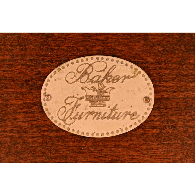 Baker Furniture Georgian Banded Mahogany Double Pedestal Extension Dining Table, Circa 1980s For Sale - Image 12 of 13