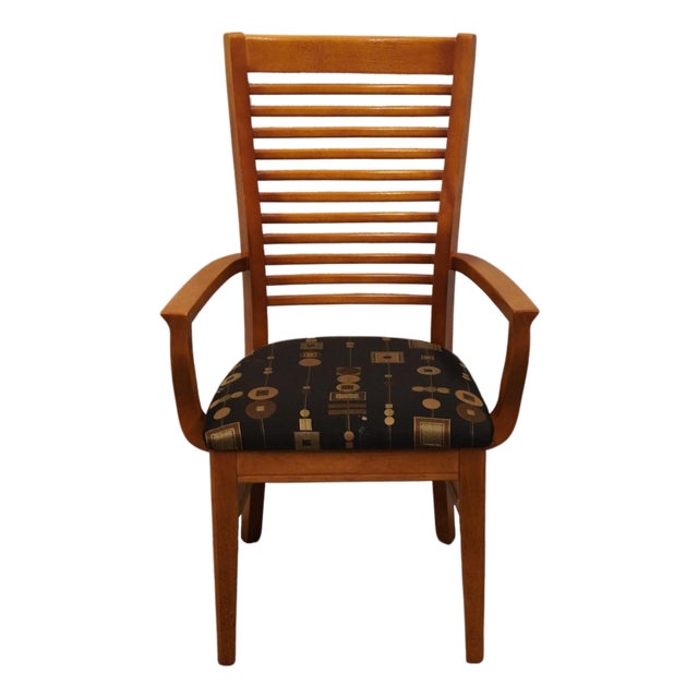 Bassett Furniture Cherry Contemporary Mission Style Dining Arm Chair For Sale