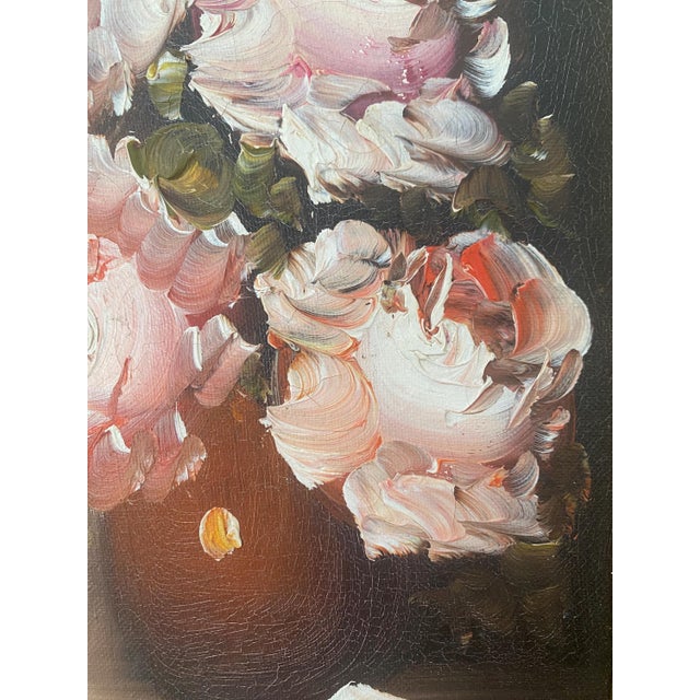 Mid 20th Century Vintage Floral Oil Painting, Roses Still Life, Ornate Gold Frame For Sale - Image 5 of 5