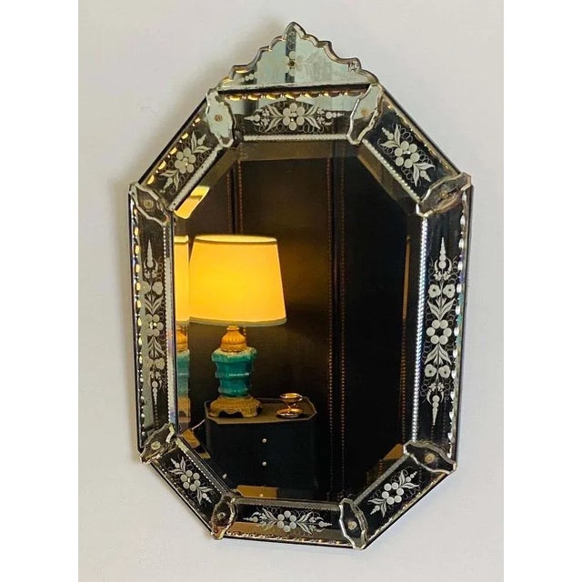 Glass Louis XIV Glazing Bead Mirror in Engraved Glass, 1850 For Sale - Image 7 of 9