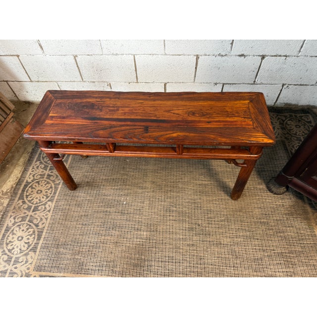 Antique Chinoiserie Style Elm Low Table Coffee Table Kang Table For Sale - Image 13 of 17
