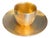Antique Heavy Gilt Bronze Ritual Altar Cup & Saucer - Hand Hammered For Sale