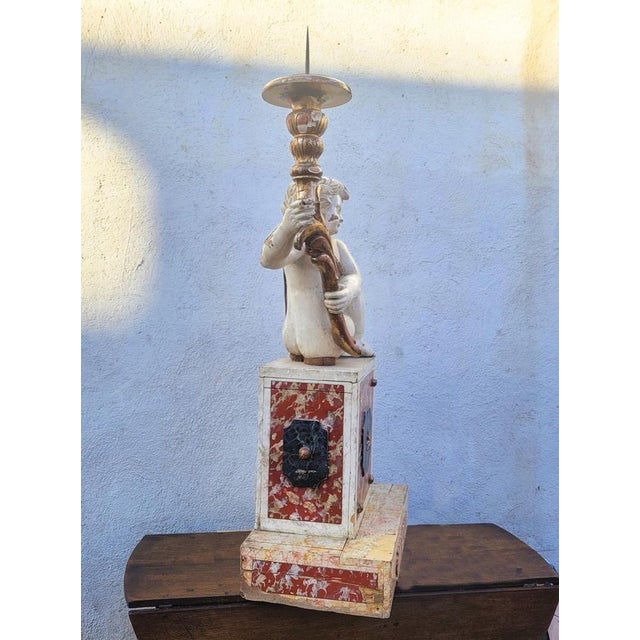 Putto Torch Holder in Lacquered and Gilded Wood, Italy, Late 17th-Early 18th Century For Sale - Image 17 of 18