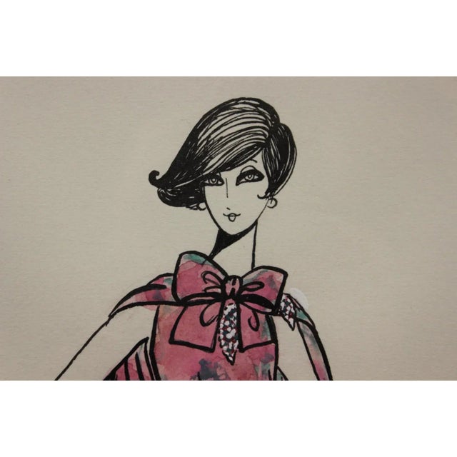 Nina Ricci Nina Ricci "Petunia'" 77 Watercolor Fashion Plate For Sale - Image 4 of 7