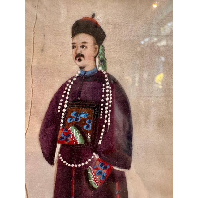 19th Century Pair of Royalty Pith Paintings - Black Frames For Sale - Image 5 of 9