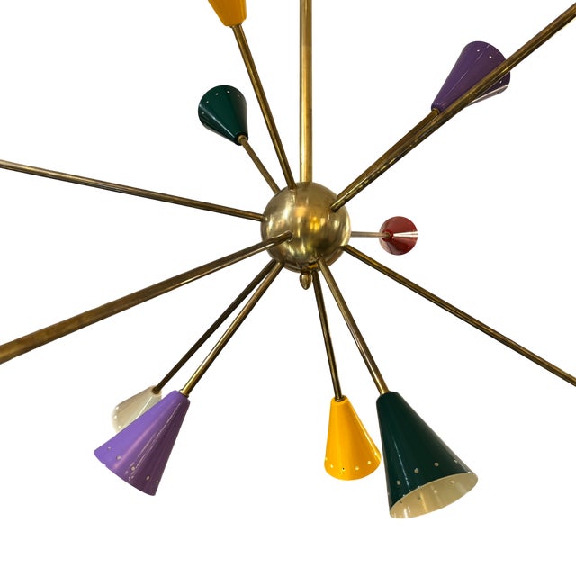 Sputnik Lamp in Golden Brass For Sale - Image 4 of 10