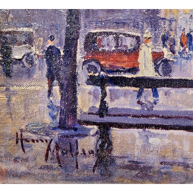 Textile Henry Malfroy-1930s People in the Street at Place De La Madeleine,Paris-Oil Painting For Sale - Image 7 of 9