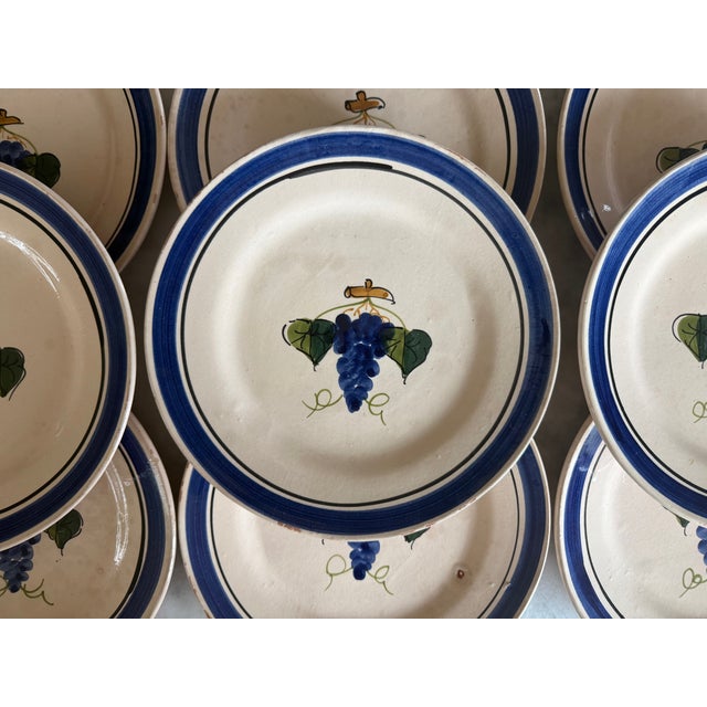 Set of 9 Lamas Ceramiche Grape Design Pottery Dinner Plates For Sale - Image 4 of 14