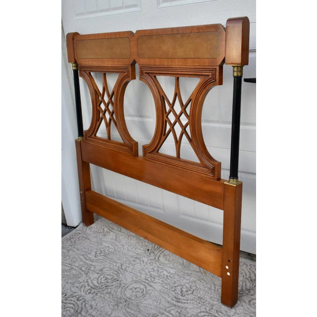 Twin Size Regency Mahogany Headboards Vintage Brass Mid Century Hollywood Bed 60s For Sale - Image 11 of 13