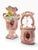 Exquisite vintage two-piece porcelain decorative set in an ornate Capodimonte-inspired style, featuring a tall floral vase...