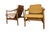 Pair of Danish Mid-Century bentwood armchairs with original yellow & white vinyl upholstery by Thonet Industries....