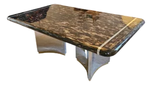 1980s Enrique Garcel Tessellated Bone and Chrome Expandable Dining Table