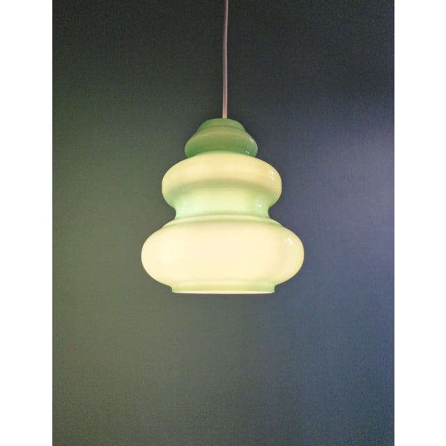Space Age Pendant Light in Blue-Green Opaline Glass, 1960s For Sale - Image 10 of 13