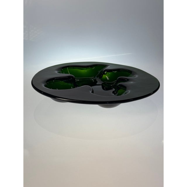 Ikebana Bowl in Green Art Glass by Michael Bang for Holmegaard, Denmark, 1975 For Sale - Image 10 of 10