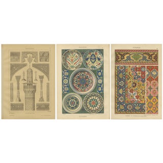 Architecture and Ceramics and Textiles, 1887, Paper, Set of 3 For Sale