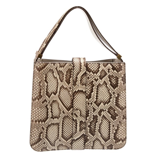 Metal Bottega Veneta Python Marie Snakeskin Shoulder Bag Gold Plated For Sale - Image 7 of 10