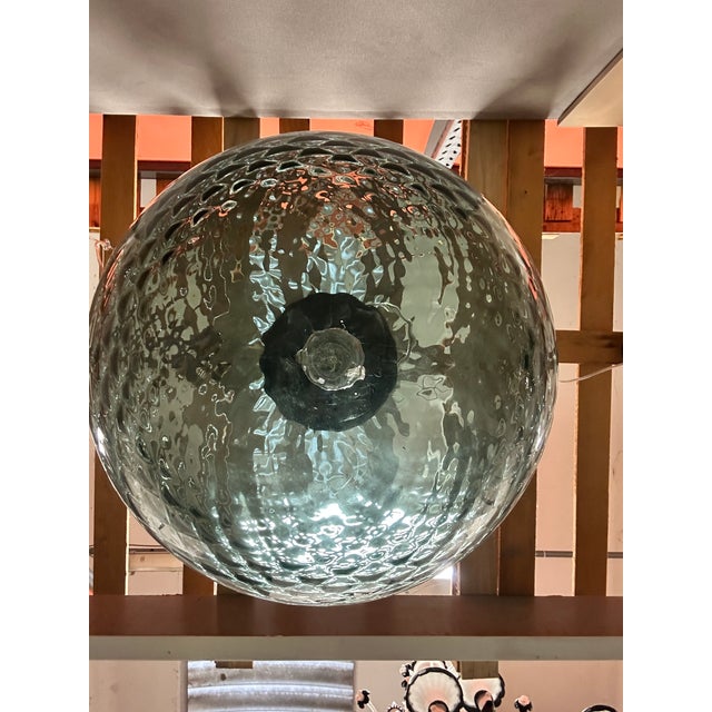 Italian Murano Style Glass Balloton Green Pendant Sphere For Sale - Image 6 of 10