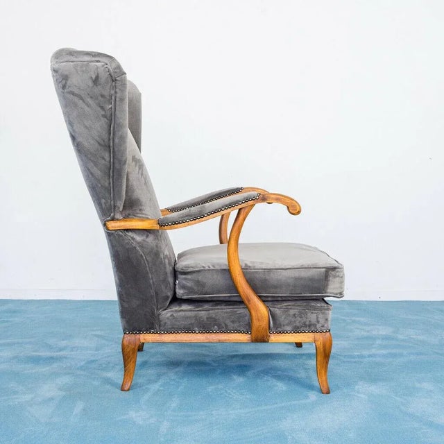 Walnut and Velvet Lounge Chairs by Paolo Buffa, 1950s, Set of 2 For Sale - Image 6 of 13