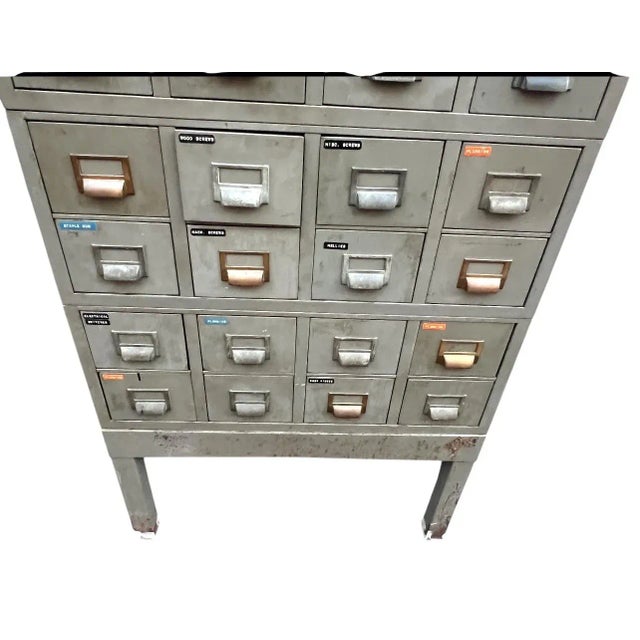Mid 20th Century Industrial Metal Library Card File 32 Drawers by Watson For Sale - Image 14 of 18