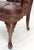 Wood Pair Burgundy Leather Queen Anne Tufted Upholstery Walnut Armchairs MINT For Sale - Image 7 of 17