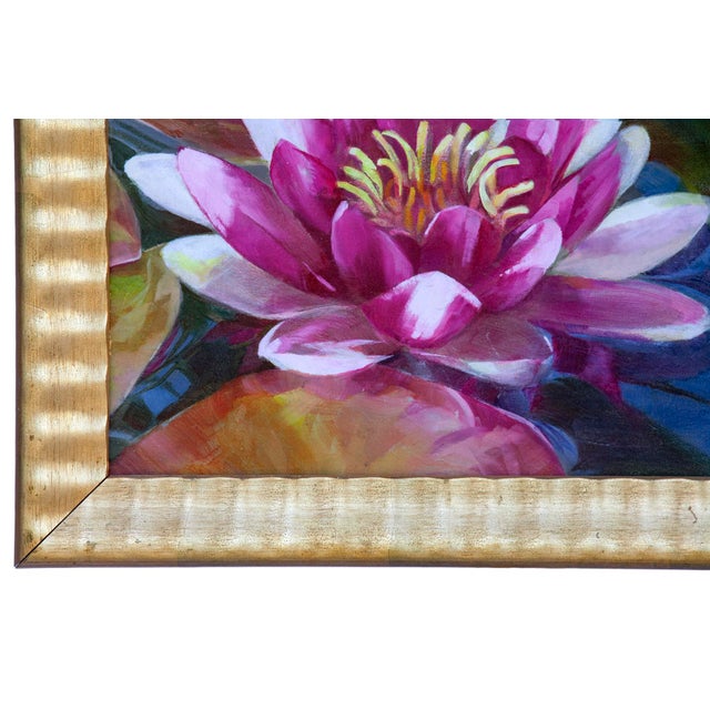 Vintage Original Oil Painting of a Lotus For Sale In Los Angeles - Image 6 of 8