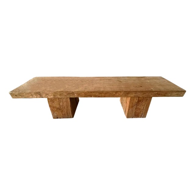 Solid Teak Wood Sculptural Bench, Modern Organic For Sale