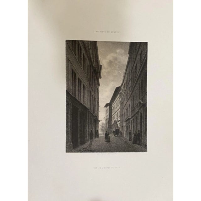 Antonio Fontanesi, From Street to Hotel De Ville, Lithograph, 19th Century For Sale