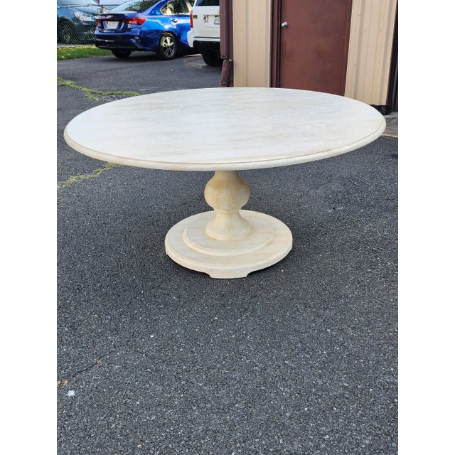 1990s Late 20th Century Niermann Weeks Large Pedestal Faux Marble Dining Table For Sale - Image 5 of 14