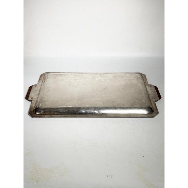 Gold Art Deco Silver-Plated Metal and Wood Tray, France, 1910s For Sale - Image 8 of 9