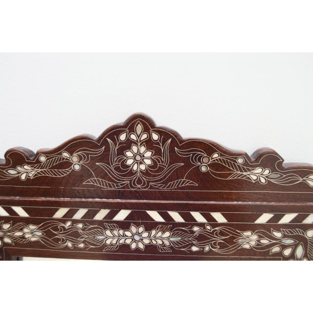 Wood Vintage Handmade Floral-Patterned Mother-of-Pearl Inlaid Mirror For Sale - Image 7 of 8