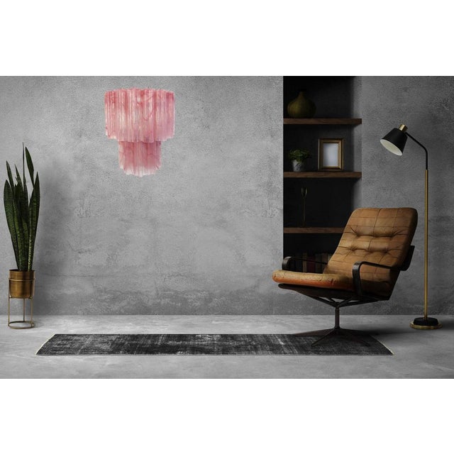 Glass Murano Glass Tube Wall Sconces with 13 Pink Alabster Glass Tube, 1990s, Set of 2 For Sale - Image 7 of 17