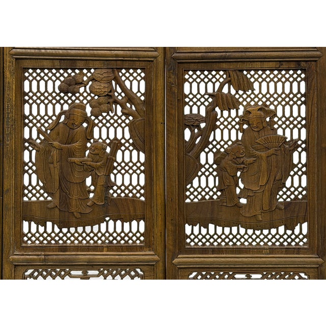 Chinese Scholars Student Motifs Wood Wall Panel Window Screen For Sale - Image 13 of 17