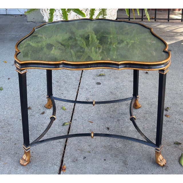 Glass 1 of 2 Dennis & Leen Regency Style Bland & Gold Mirror Top Side Table For Sale - Image 7 of 7