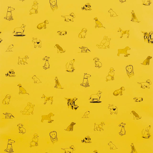 SAMPLE - Schumacher x The New Yorker Good Dogs Everywhere Wallpaper In Taxi-Cab Yellow For Sale