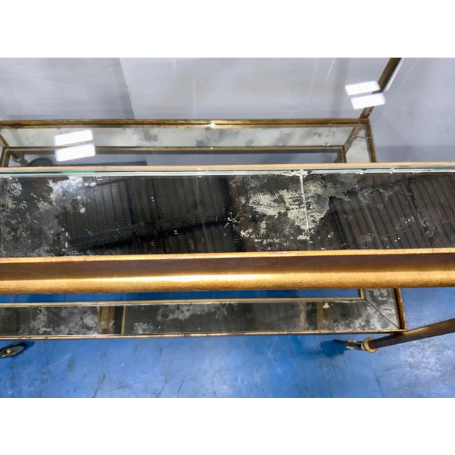Century French Modern Gold Leaf Finished Bar Cart, Attributed For Sale In Atlanta - Image 6 of 8