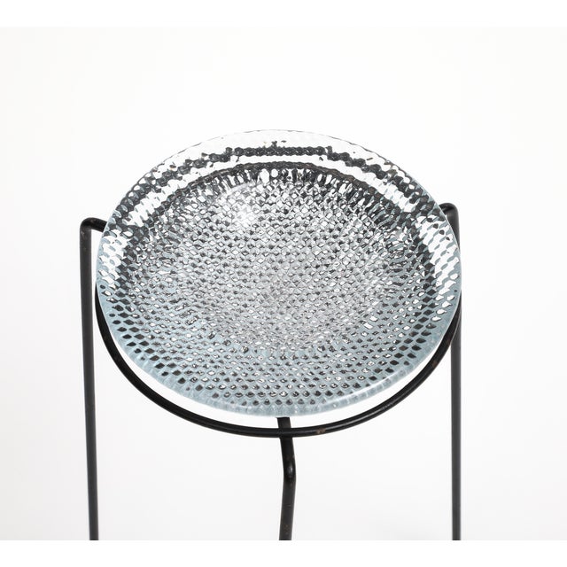 Vintage French Perforated Metal and Glass Table, C. 1950 For Sale In New York - Image 6 of 13