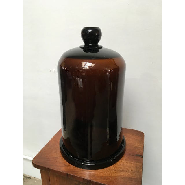 Antique Amber Glass Apothecary Dome Cloche With Ground Glass Finial For Sale - Image 4 of 8