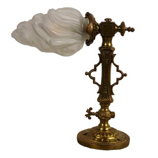 Antique Brass and Glass Torch Wall Lamp from Unbekannt, 1920s For Sale
