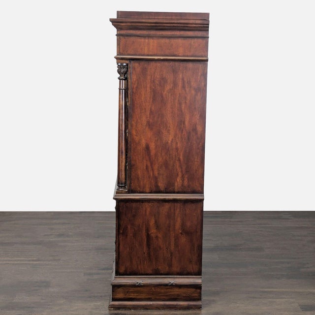 Traditional Burl Wood 7-Drawer Tall Chest With Lion Head Hardware For Sale - Image 4 of 10