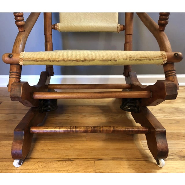 Antique American Needlepoint Platform Rocking Chair Chairish