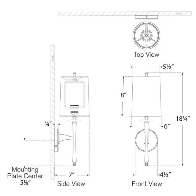 Edie Sconce in Antique Nickel with Linen Shade Designer: Thomas O'Brien Finish: Antique Nickel Height: 18.5" Width: 6"...