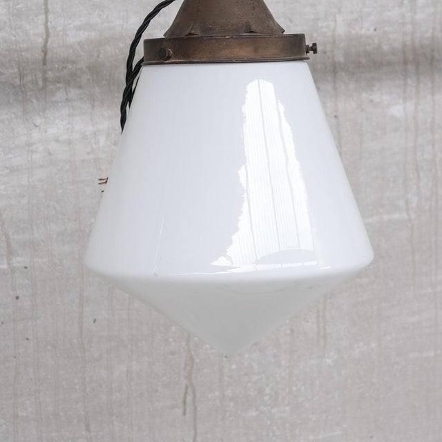 Mid-Century Opaline Conical Pendant Light For Sale - Image 5 of 8